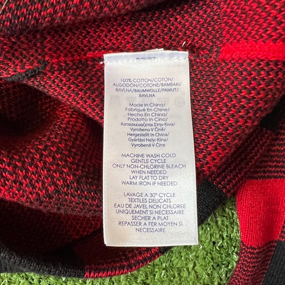 Chaps Red Black Buffalo Plaid Zip Front Collared Sweater Jacket Women's Small - Picture 4 of 6